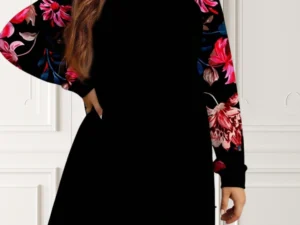 Rochie marime mare neagra cu man...