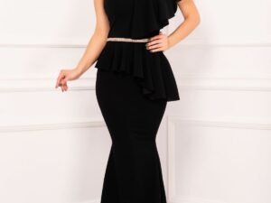 Rochie sirena de nasa Rachel eleganta neagra cu volan amplu