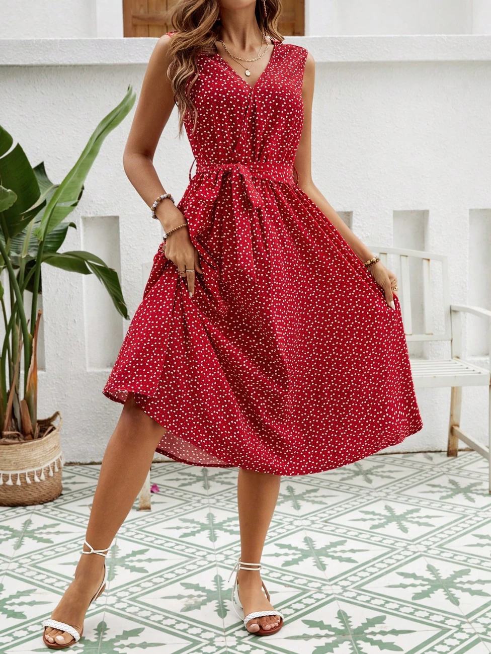 Reducere 65% - Rochie rosie cu imprimeu inimioa... 2 Reducere 65% - Rochie rosie cu imprimeu inimioa... - imagine 2