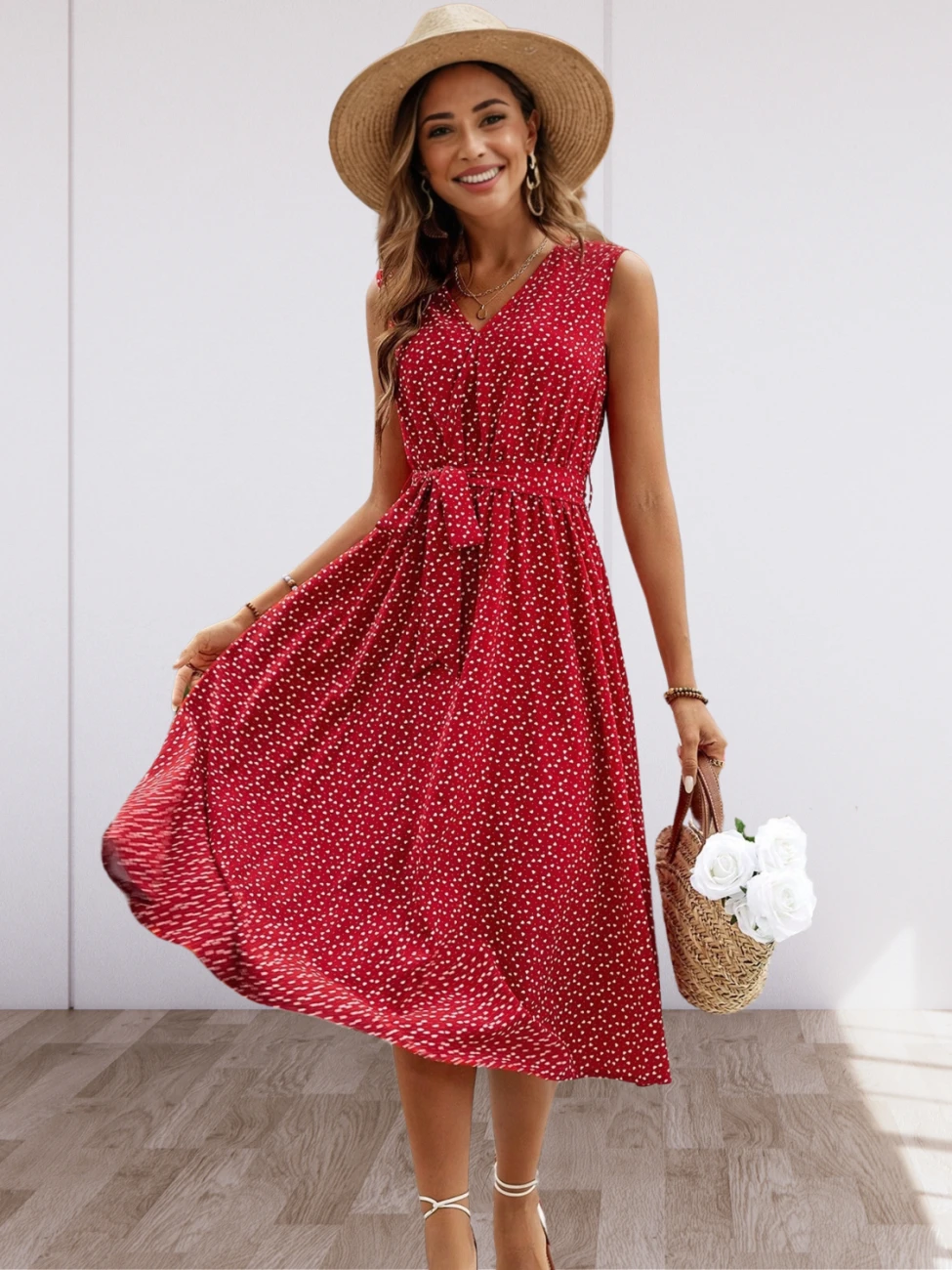 Reducere 65% - Rochie rosie cu imprimeu inimioa... 1 Rochie rosie cu imprimeu inimioa...