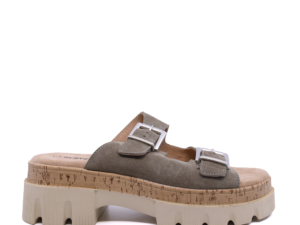 Saboți chunky femei Benvenuti verde kaki din piele întoarsă  1937DST424188VV