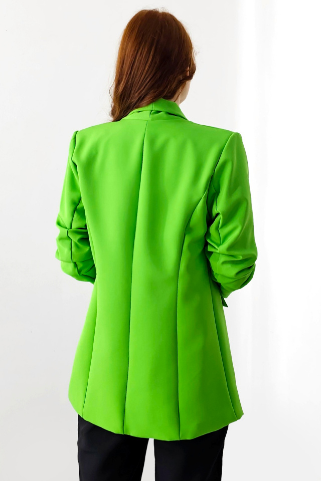 Reducere 32% - Sacou casual Adnana, fara inchidere, cu buzunare decorative, Verde smarald, Marime S/M 2 fara inchidere