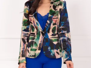 Sacou dama cu imprimeu jungle multicolor