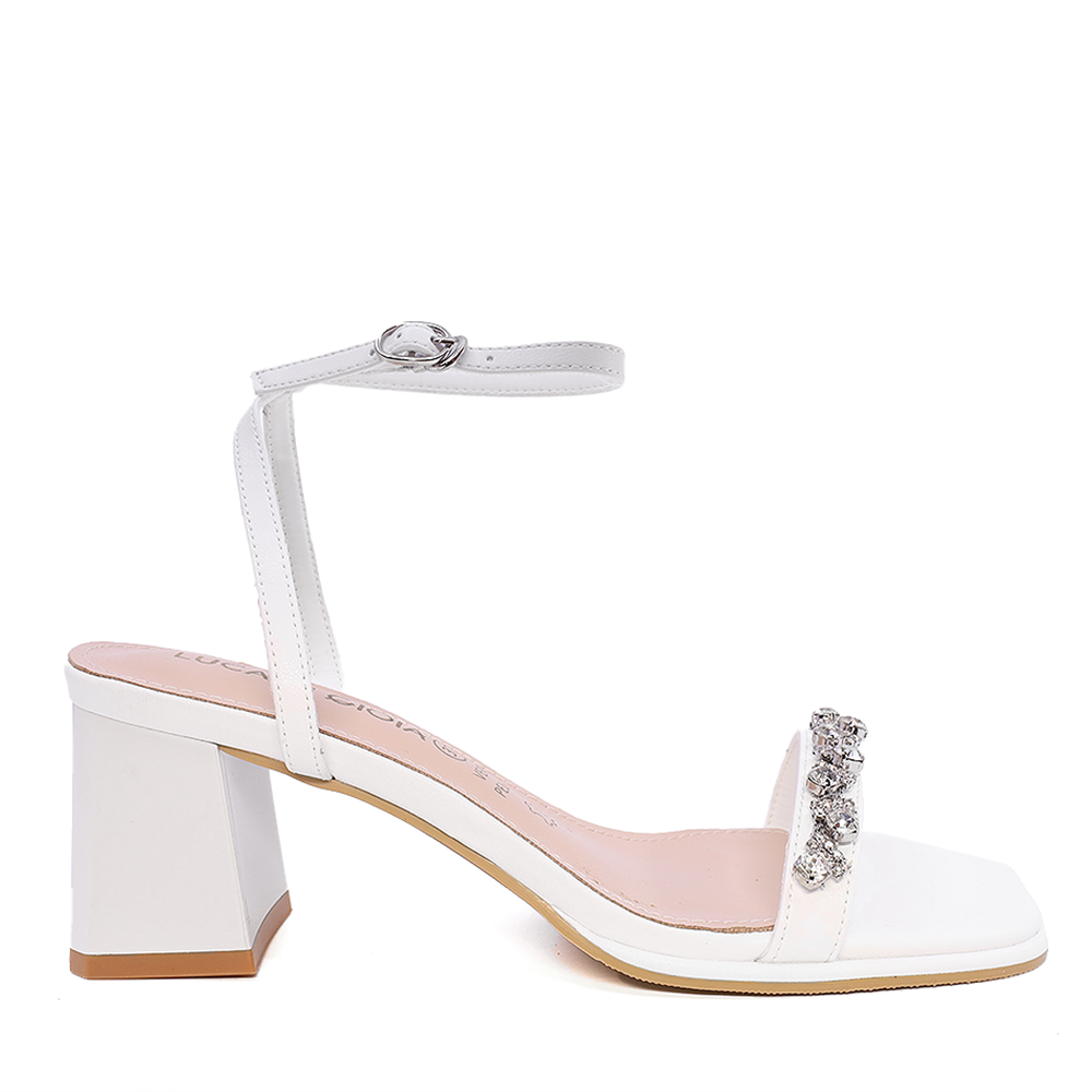 Reducere 40% - Sandale elegante femei Luca di Gioia albe din piele cu accesoriu decorativ 3847DS191A 1 Sandale elegante femei Luca di Gioia albe din piele cu accesoriu decorativ 3847DS191A