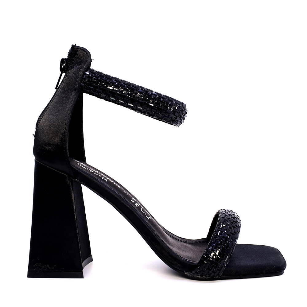 Reducere 41% - Sandale femei Solo Donna negre cu toc înalt și ștrasuri 2547DS8539N 1 Sandale femei Solo Donna negre cu toc înalt și ștrasuri 2547DS8539N