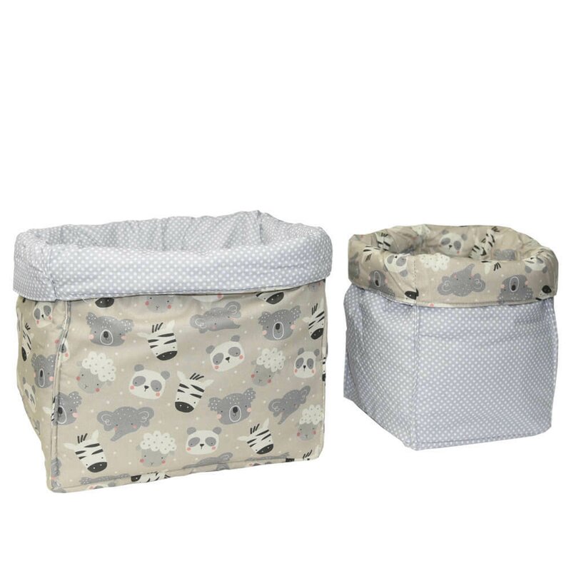 Reducere 47% - Set 2 cosuri depozitare, Bebe Stars, Din bumbac, Panda 1 Set 2 cosuri depozitare