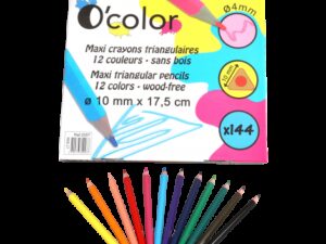 Set scolar 144 creioane colorate triunghiulare maxi mina 4 mm
