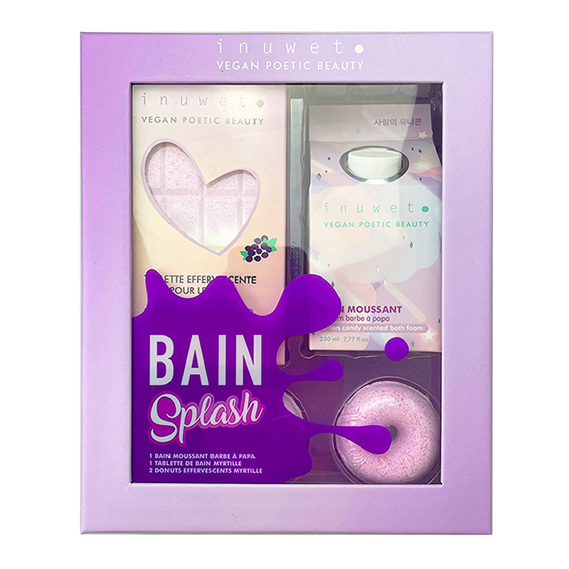 Reducere 20% - Set Splash Bath, spuma de baie, tableta si gogosi efervescente, Blueberry, Inuwet 1 Set Splash Bath