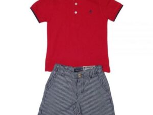 Set tricou polo rosu si pantaloni scurti (3215)