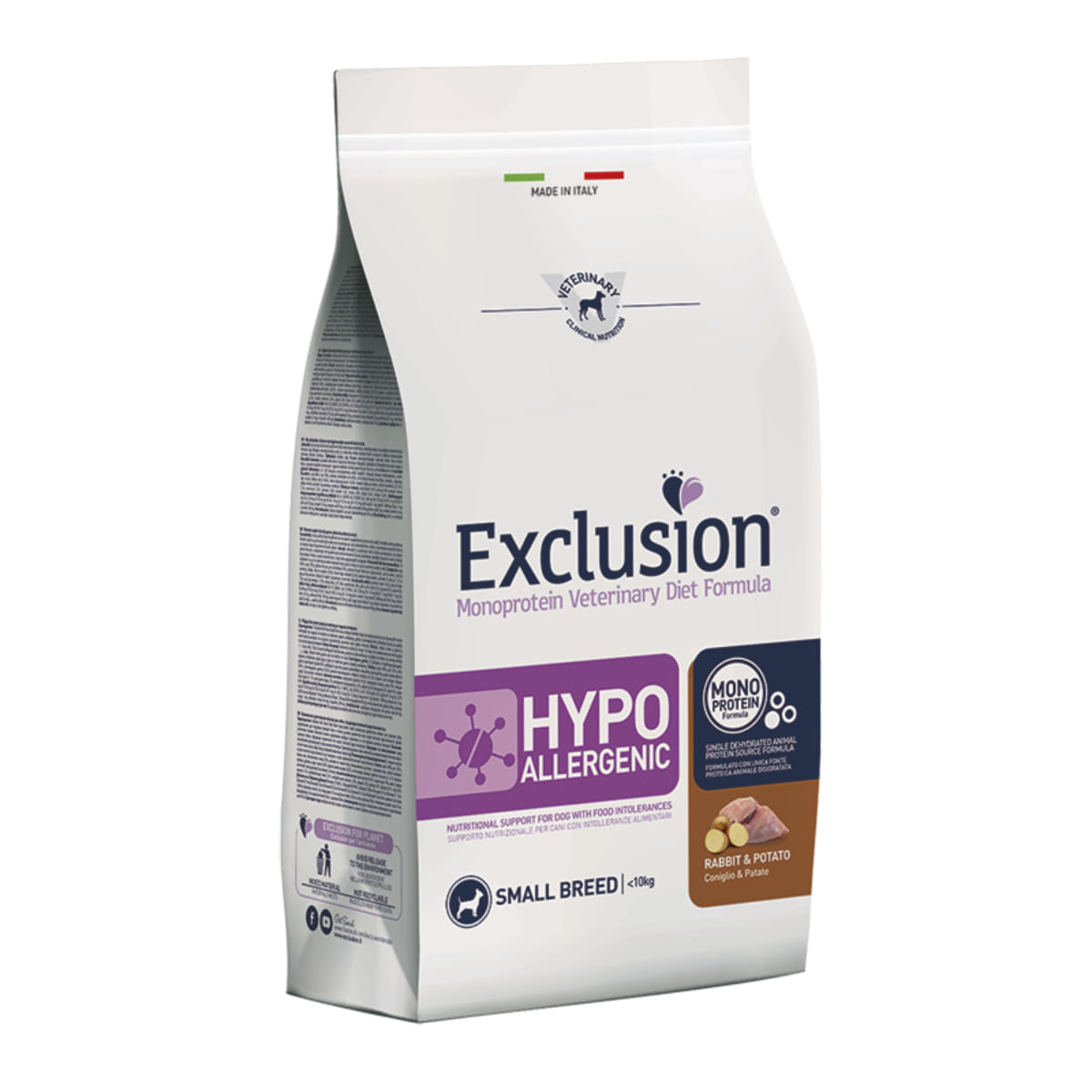 Reducere 30% - EXCLUSION Monoprotein VD Hyppoallergenic Small, XS-S, Iepure și Cartofi, dietă veterinară, hrană uscată fără cereale câini, alergii, 2kg 1 EXCLUSION Monoprotein VD Hyppoallergenic Small