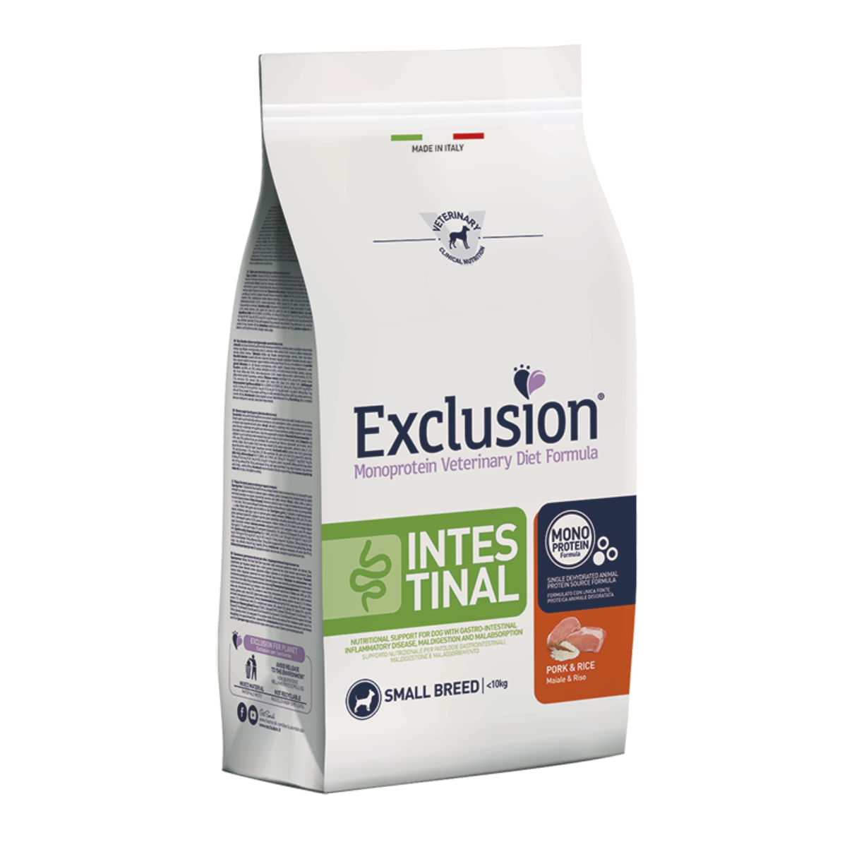 Reducere 30% - EXCLUSION Monoprotein VD Intestinal Small, XS-S, Porc și Orez, dietă veterinară, hrană uscată câini, sistem digestiv, 7kg 1 EXCLUSION Monoprotein VD Intestinal Small