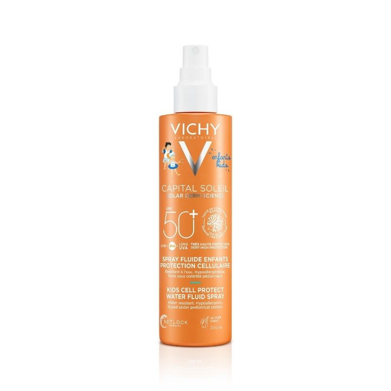 Reducere 20% - VICHY CAPITAL SOLEIL Kids Cell Protect Spray fluid SPF50+ pentru copii, 200ml 1 VICHY CAPITAL SOLEIL Kids Cell Protect Spray fluid SPF50+ pentru copii