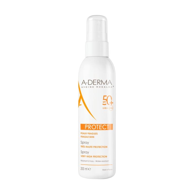 Reducere 30% - Spray pentru piele sensibila cu SPF 50+ A-Derma Protect, 200 ml, A-Derma 1 Spray pentru piele sensibila cu SPF 50+ A-Derma Protect