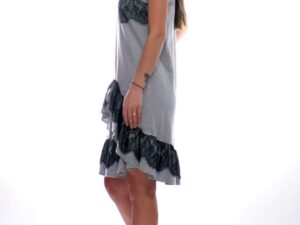 Rochie LaDonna by Catalin Botezatu cu volane si insertie dantela