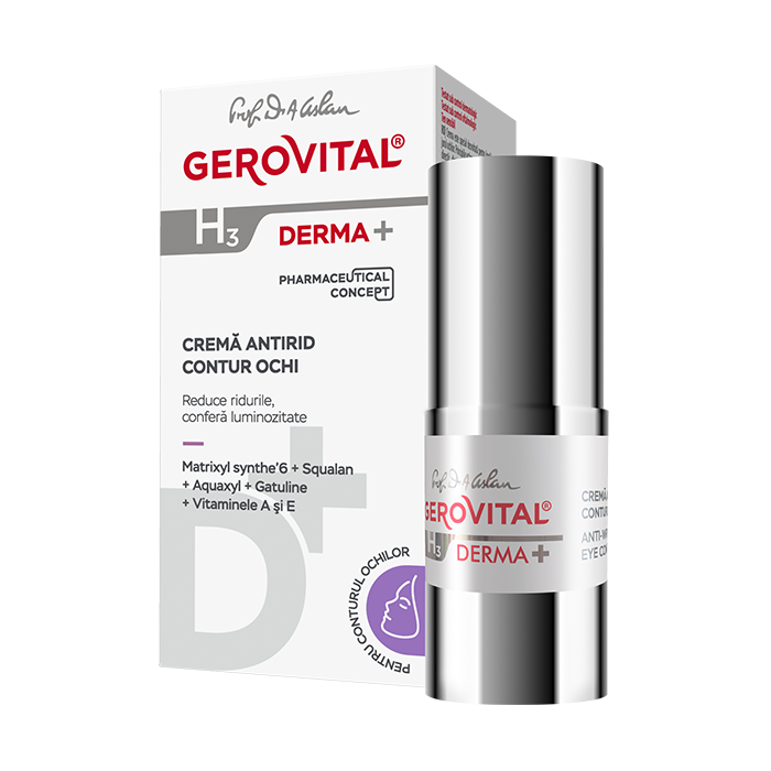 Reducere 25% - Crema antirid contur ochi H3 Derma+, 15 ml, Gerovital 1 Crema antirid contur ochi H3 Derma+