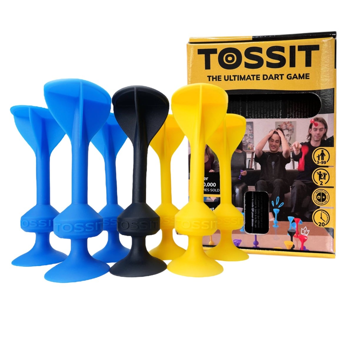 Reducere 20% - Joc de darts cu ventuze, Tossit, 7 buc, Albastru-Galben 1 Joc de darts cu ventuze