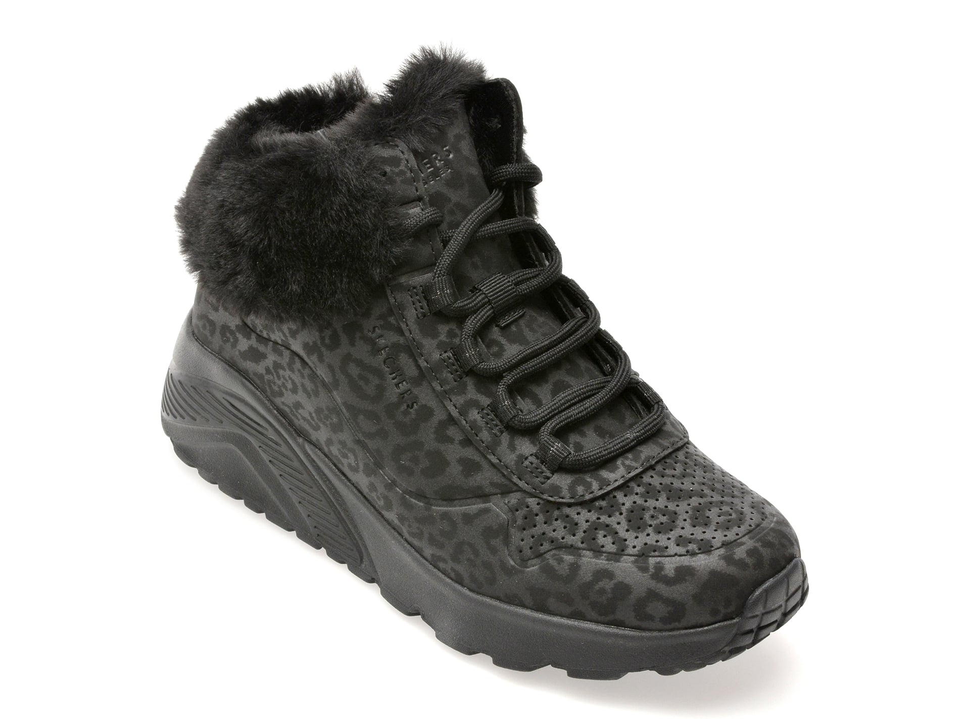 Reducere 65% - Ghete SKECHERS negre, UNO LITE, din piele ecologica 1 Ghete SKECHERS negre