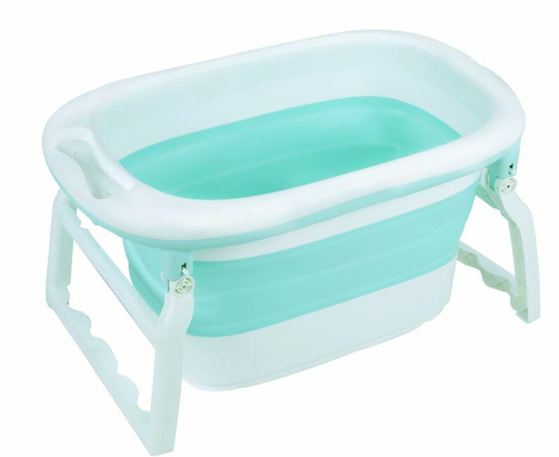 Reducere 65% - Cadita Little Mom Bimbi Green cu scaunel inclus, pliabila, margini rotunjite, dop evacuare apa, fara bpa, picoare antiderapante, dimeniune 88x56x43 cm 2 pliabila