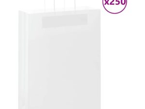 Gossi pungi de hartie 250 buc cu manere albe 32x12x42 cm