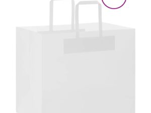 Gossi pungi de hartie 250 buc cu manere albe 32x22x28 cm