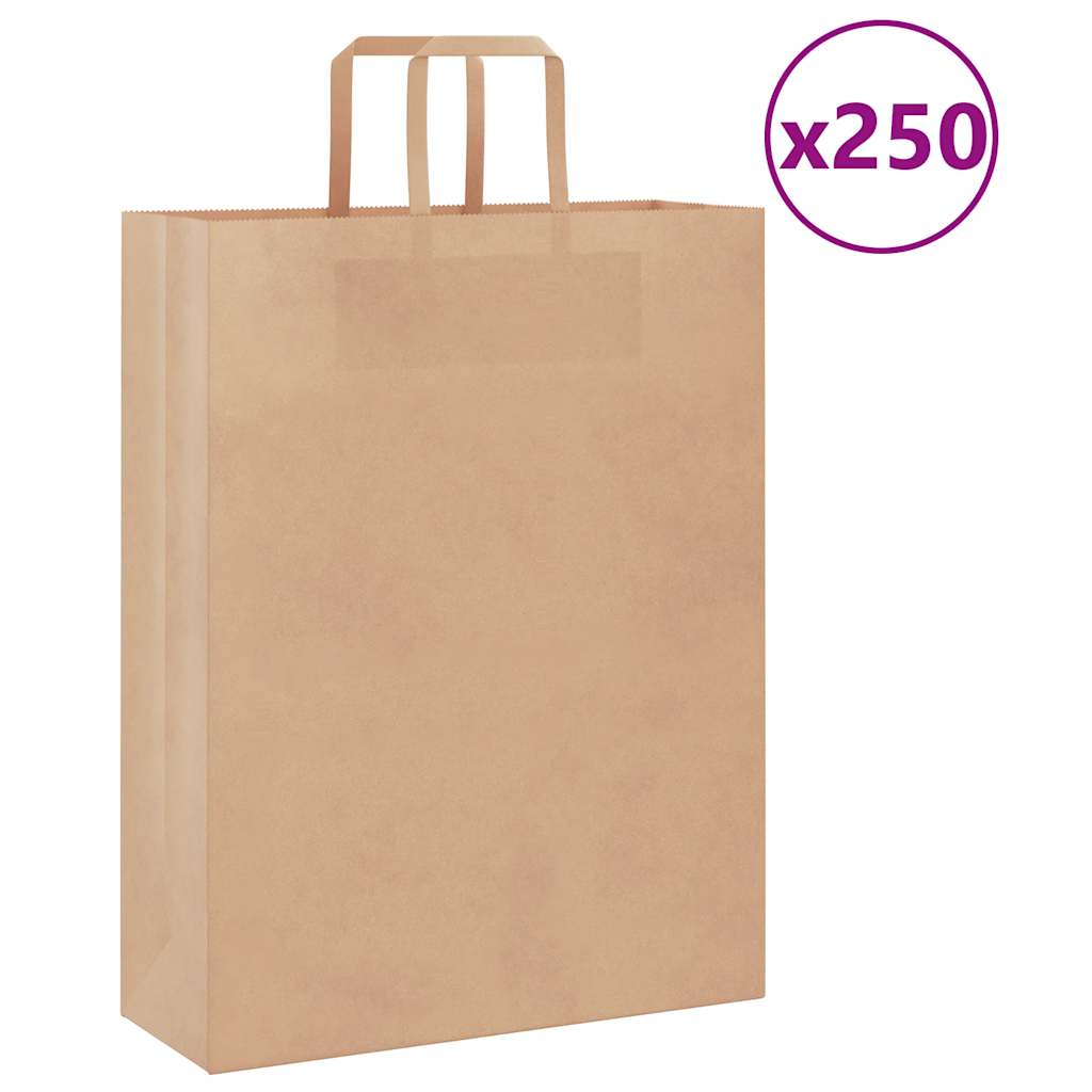 Reducere 50% - Gossi pungi de hartie 250 buc cu manere maro 32x12x42 cm 1 Gossi pungi de hartie 250 buc cu manere maro 32x12x42 cm