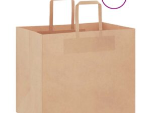 Gossi pungi de hartie 250 buc cu manere maro 32x22x28 cm