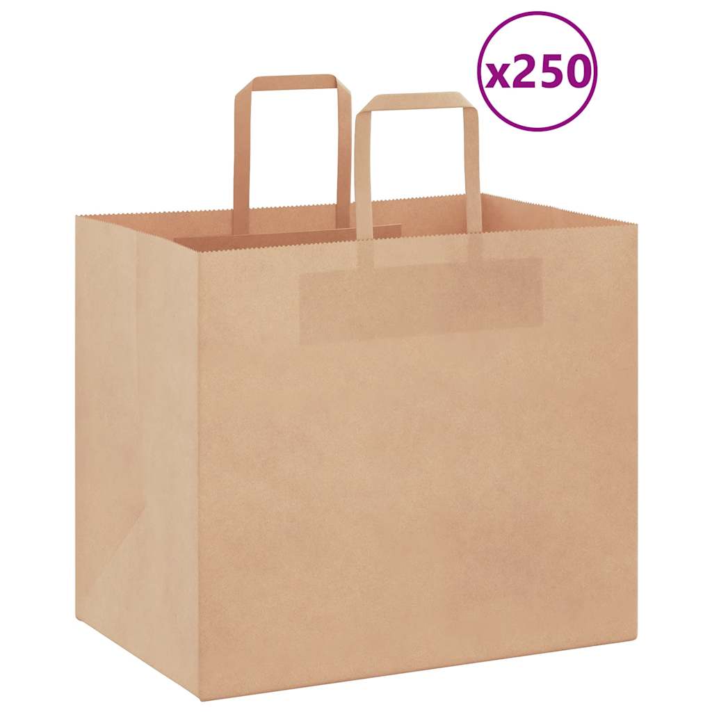 Reducere 54% - Gossi pungi de hartie 250 buc cu manere maro 32x22x28 cm 1 Gossi pungi de hartie 250 buc cu manere maro 32x22x28 cm