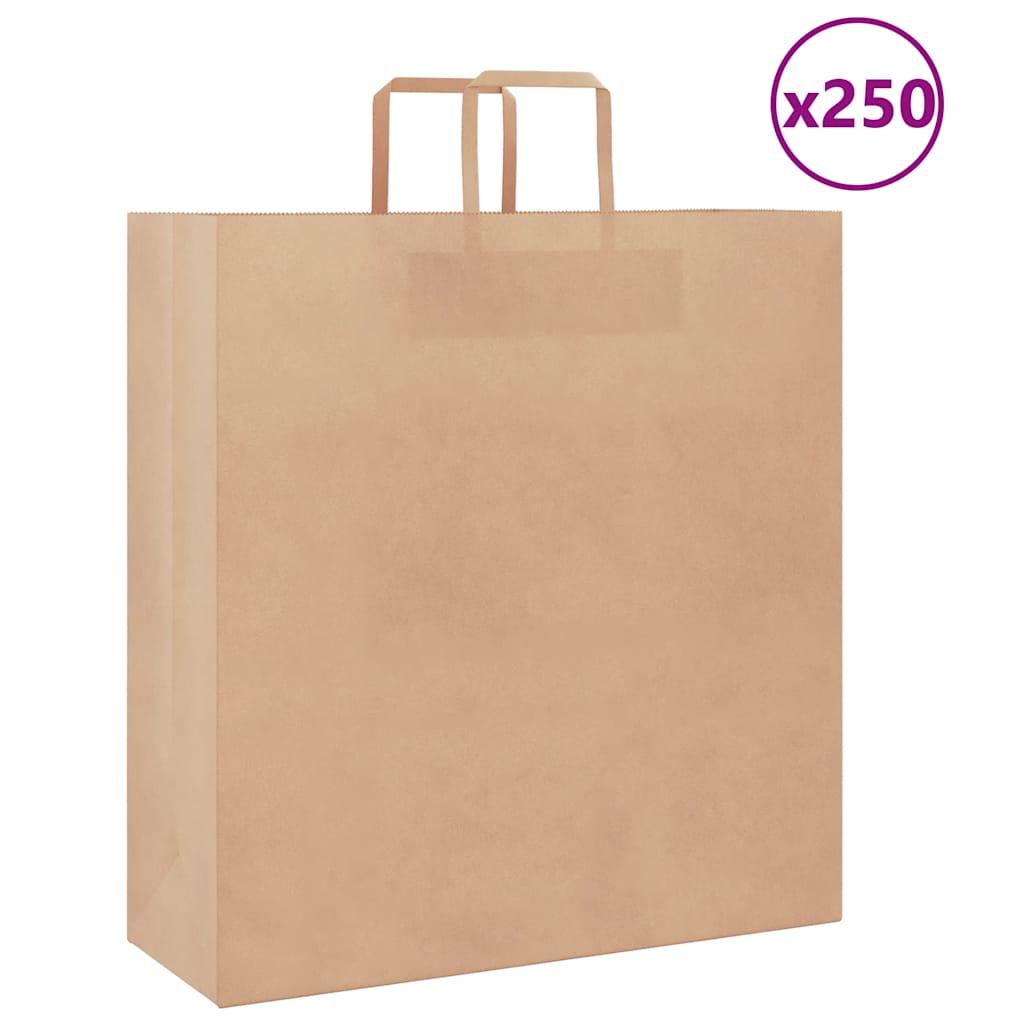 Reducere 63% - Gossi pungi de hartie 250 buc cu manere maro 45x17x48 cm 1 Gossi pungi de hartie 250 buc cu manere maro 45x17x48 cm