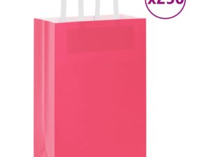 Gossi pungi de hartie 250 buc cu manere roz 21x11x31 cm
