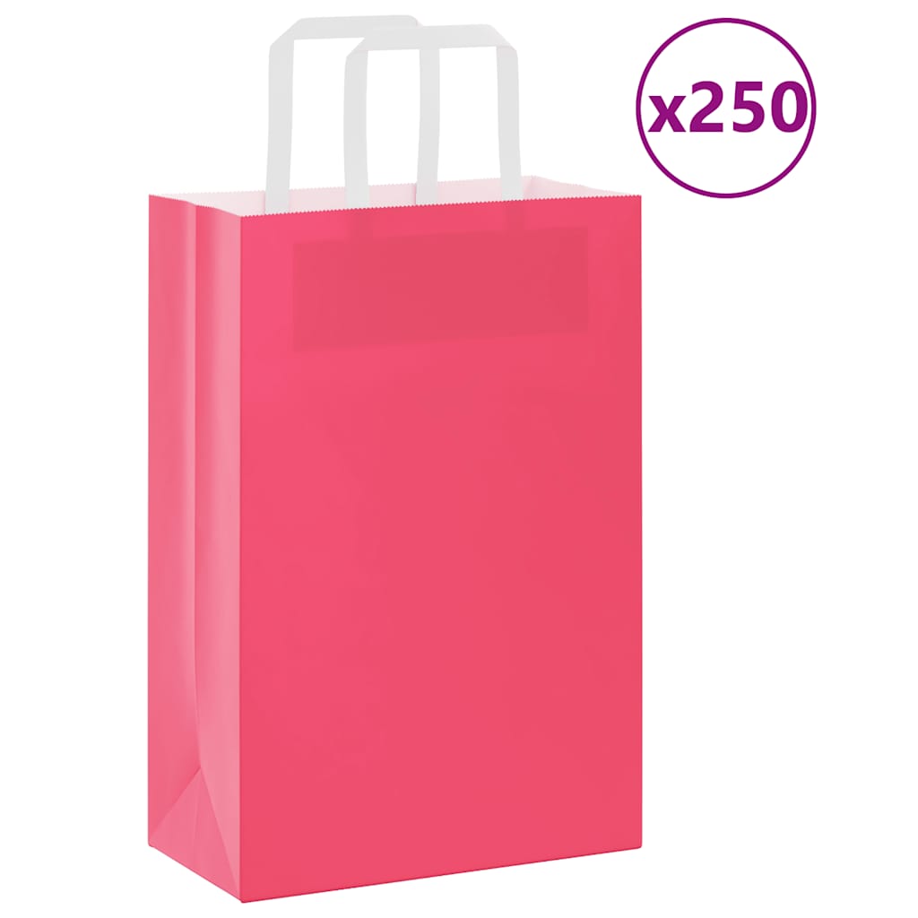 Reducere 64% - Gossi pungi de hartie 250 buc cu manere roz 21x11x31 cm 1 Gossi pungi de hartie 250 buc cu manere roz 21x11x31 cm