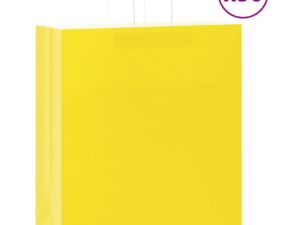 Gossi pungi de hartie 50 buc cu manere galbene 45x17x48 cm