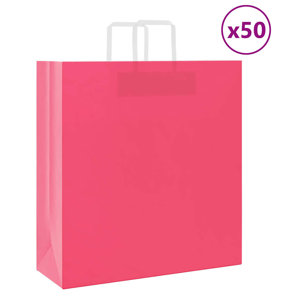Reducere 56% - Gossi pungi de hartie 50 buc cu manere roz 45x17x48 cm 1 Gossi pungi de hartie 50 buc cu manere roz 45x17x48 cm