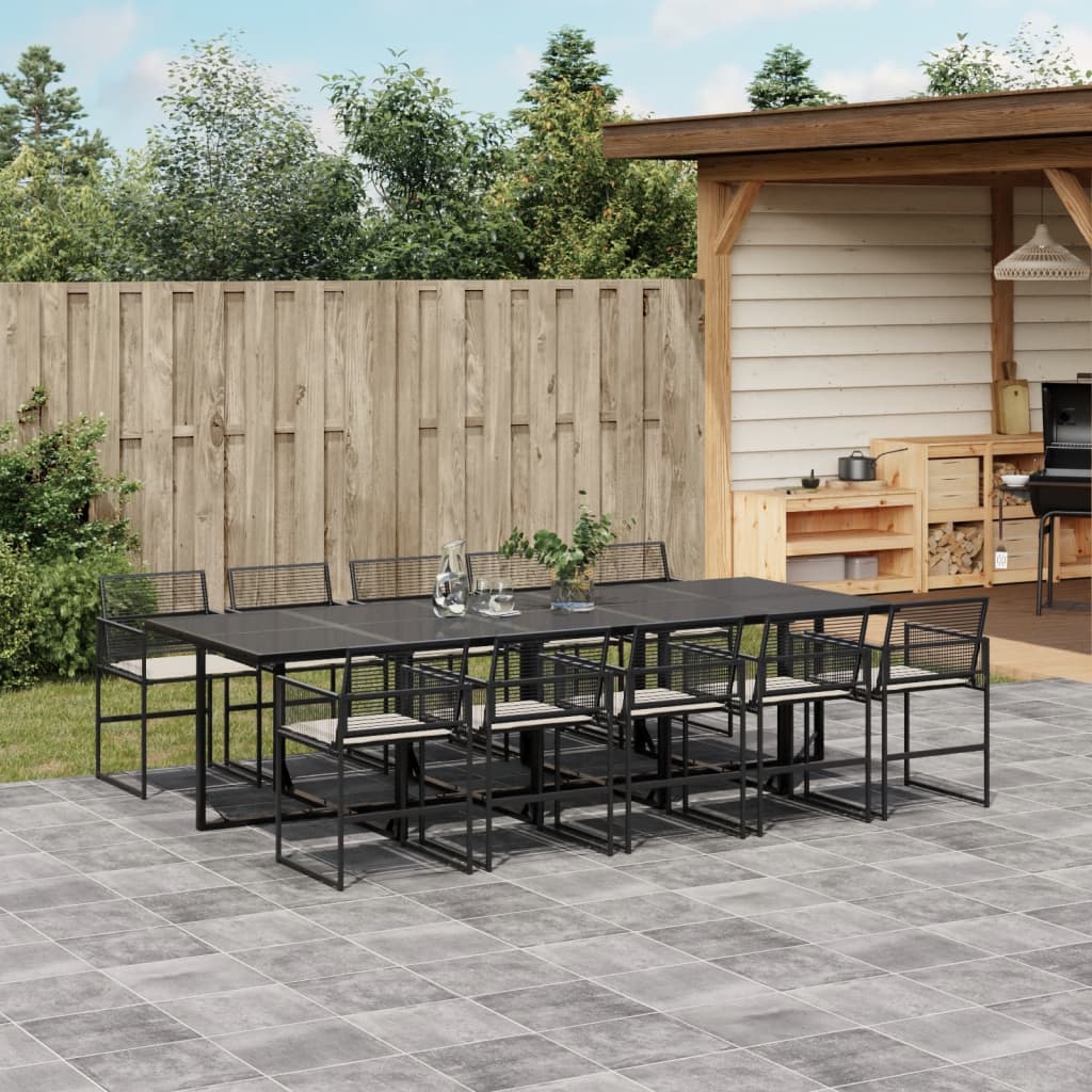 Reducere 77% - Gossi set mobilier de exterior cu perne, 11 piese, negru, poliratan 1 Gossi set mobilier de exterior cu perne