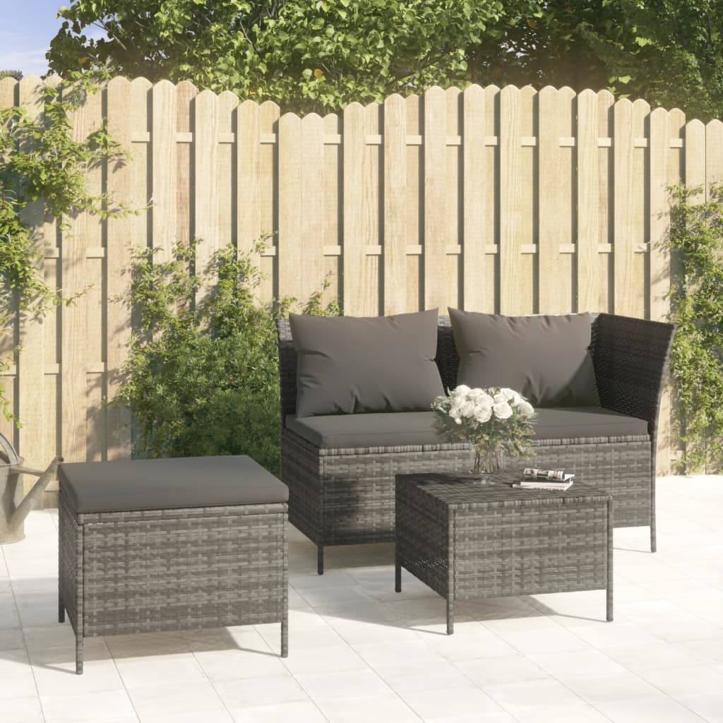 Reducere 79% - Gossi set mobilier de gradina cu perne, 3 piese, gri, poliratan 1 Gossi set mobilier de gradina cu perne