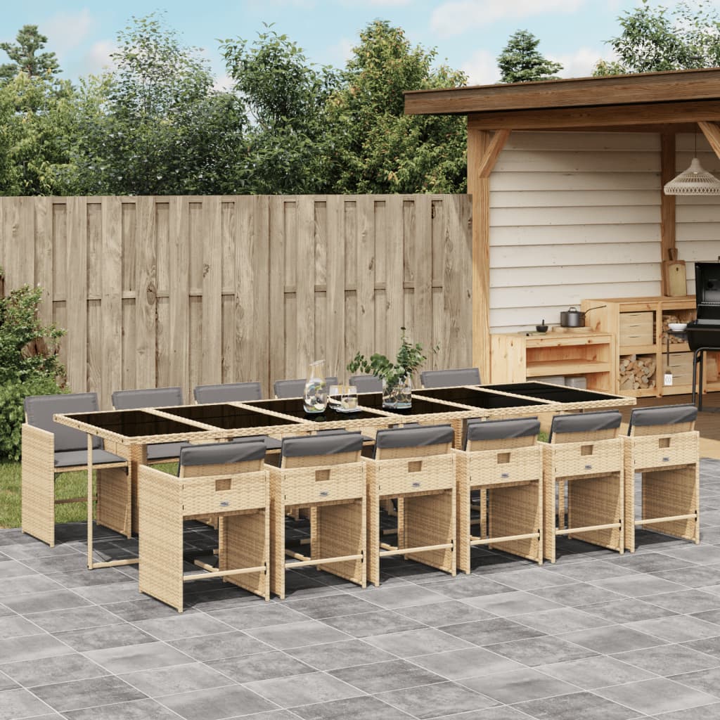 Reducere 76% - Gossi set mobilier gradina cu perne, 13 piese, bej combinat poliratan 1 Gossi set mobilier gradina cu perne