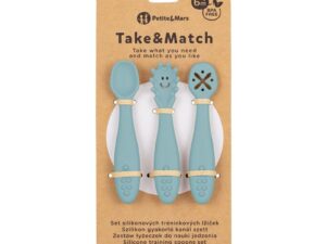 Set 3 lingurite PetiteMars Frosted Sky Albastru TakeMatch din silicon