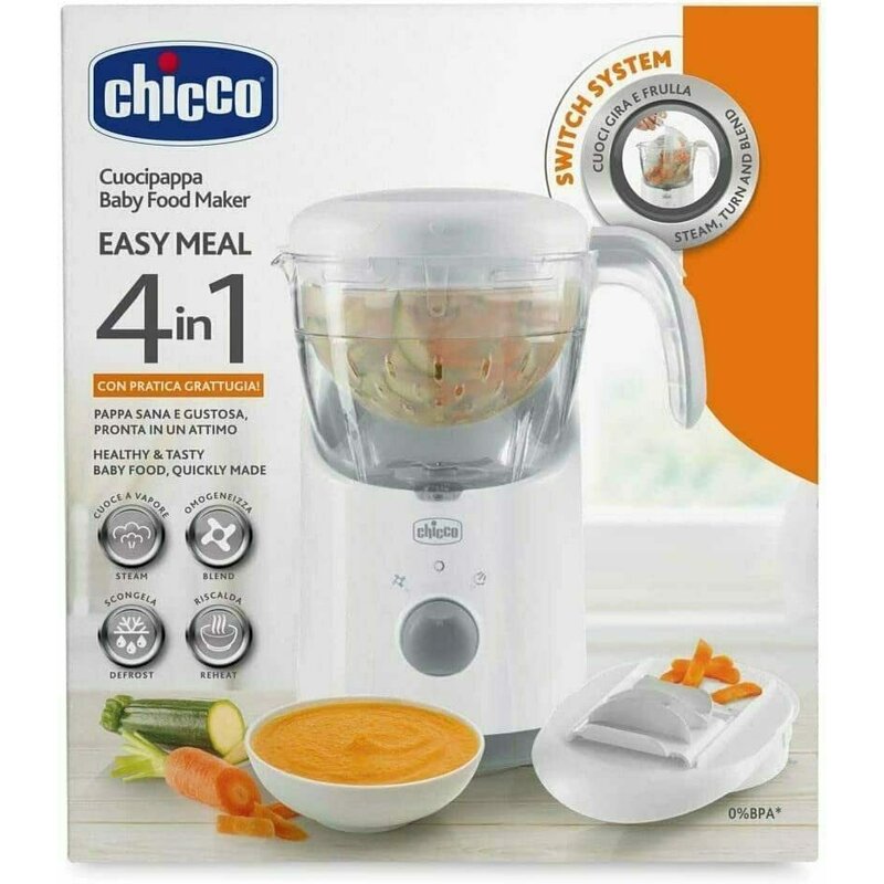 Reducere 50% - Aparat de gatit, Chicco, Multifunctional, Cu aburi, 4 in 1, 500 W, Fara BPA, Easy Meal, Alb, Resigilat 1 Aparat de gatit