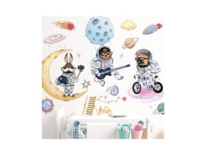 Autocolant de perete SPACE ANIMALS 89x89cm
