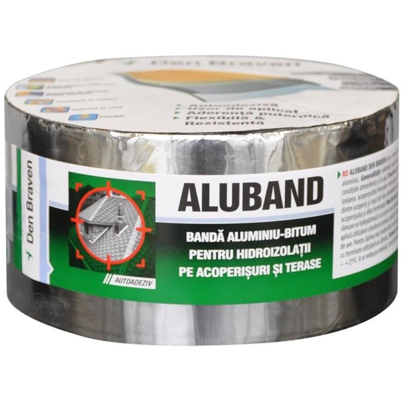 Reducere 14% - Banda Aluminiu cu Bitum, 15 cm x 10 m, pentru Hidroizolatii, Den Braven 1 Banda Aluminiu cu Bitum