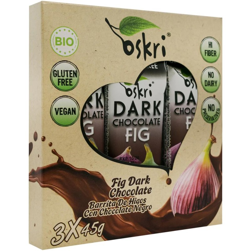 Reducere 14% - Batoane cu Smochine si Ciocolata Neagra Oskri Pronat, Bio, 3 x 45 g 1 Batoane cu Smochine si Ciocolata Neagra Oskri Pronat