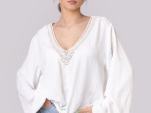 Bluza alba cu nod in talie