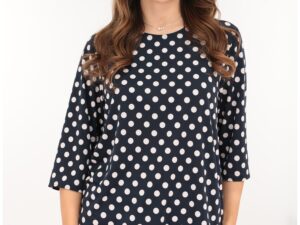 Bluza bleumarin din bumbac cu buline albe