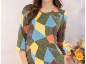 Bluza cu imprimeu geometric multicolor