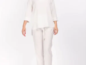 Bluza alba din vascoza cu decolteu in V si guler