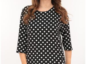 Bluza neagra din bumbac cu buline albe
