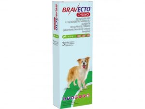 BRAVECTO TRIUNO antiparazitar intern si extern pentru caini 200mg (10-20 kg) - 3 tablete masticabile