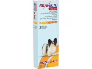 BRAVECTO TRIUNO antiparazitar intern si extern pentru caini 50mg (2.5-5 kg) - 3 tablete masticabile