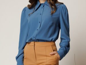 Camasa DY Fashion albastra cu guler si inchidere cu nasturi