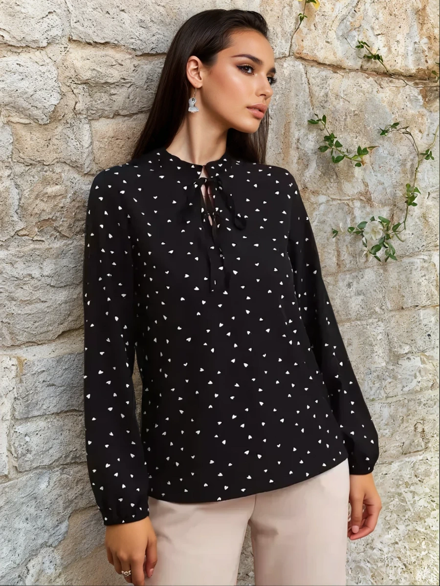 Reducere 58% - Camasa neagra cu imprimeu inimi ... 2 Reducere 58% - Camasa neagra cu imprimeu inimi ... - imagine 2