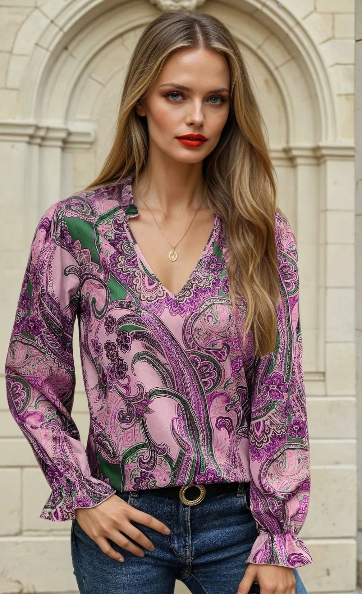 Reducere 64% - Camasa mov cu imprimeu abstract 1 Camasa mov cu imprimeu abstract